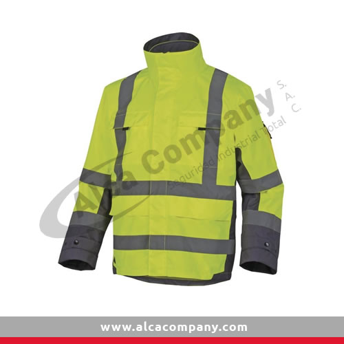 PARKA HV POLIESTER OXFORD IMPREGNADO PU - CL3. AMARILLO FLUO - AZUL MARINO S a 3XL